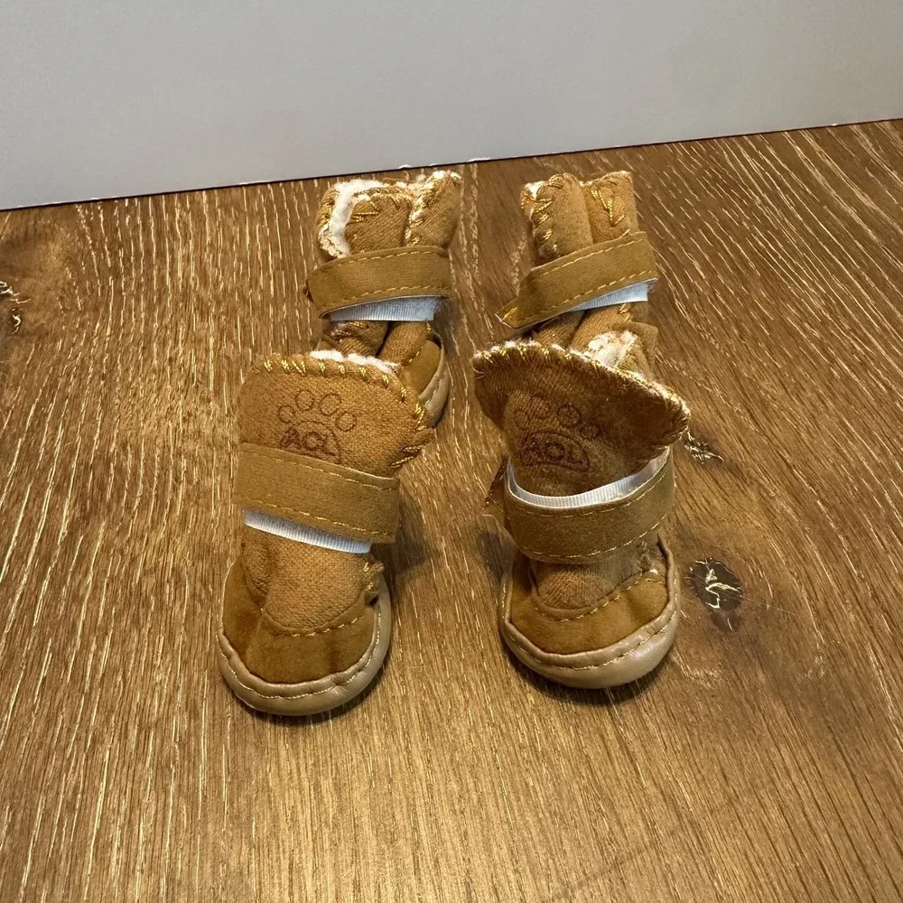 ACL Brown Dog Boots Shoes‎ Size 1 Faux Suede/Faux Sherpa Lined